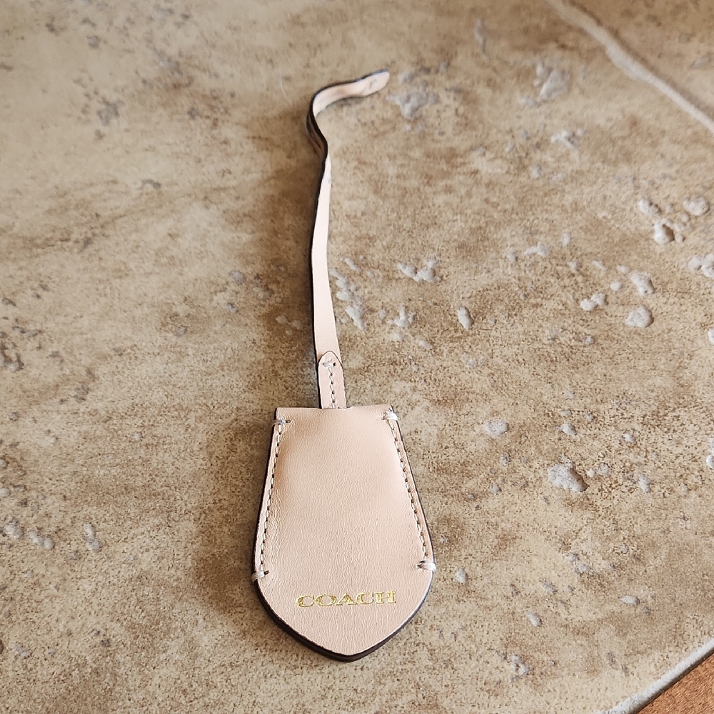 Coach Beige Leather Purse Or Bag Tag/charm